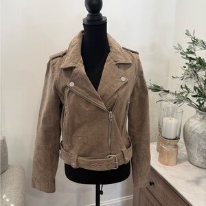 NWOT BlankNYC Suede Moto Jacket in Sand Stoner Tan Size Large